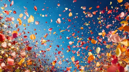 Colorful petals raining from the sky