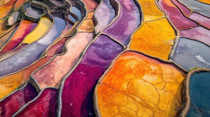 Colorful terraced salt ponds