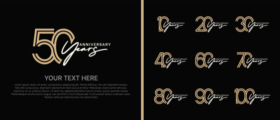 logo anniversary set. brown color with white handwriting on black background for special event