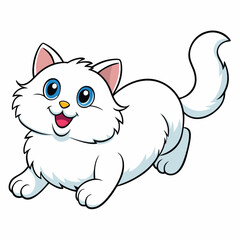 a fluffy white cat rolls playfully on its back, showing a joyful and happy moment.