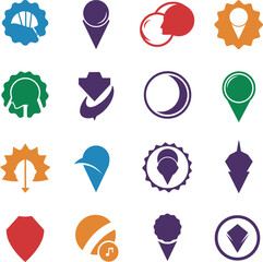 Vibrant vector illustrations of diverse lapel pins and badges in various colors and shapes, ideal for modern branding and creative projects.