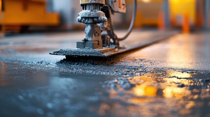 Concrete floor being smoothed by machine