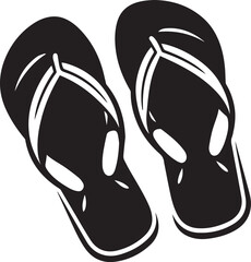 Black and White Flip-Flops Vector Silhouette	
