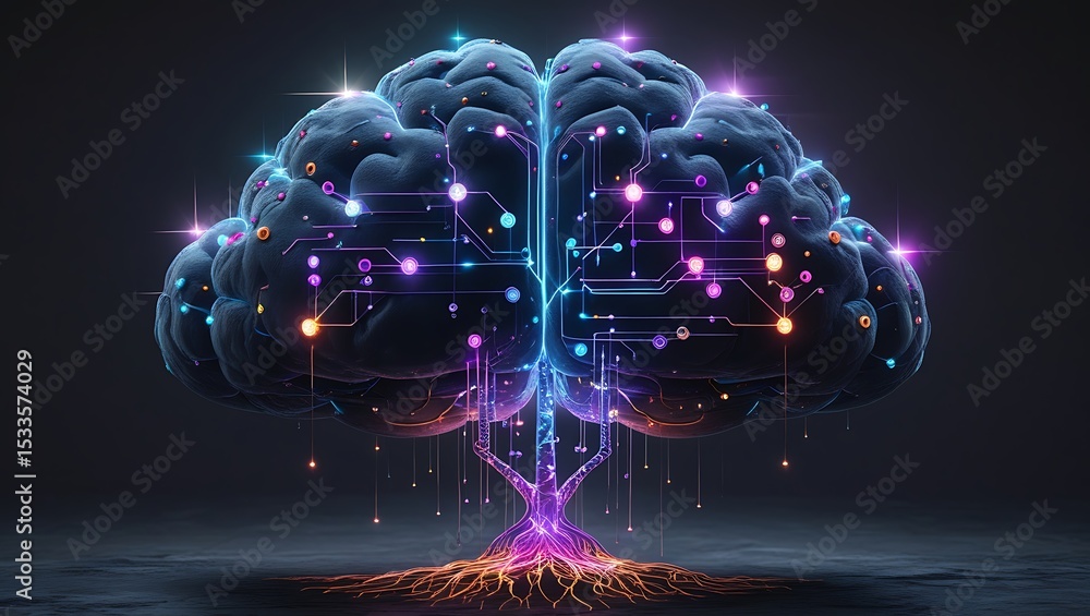 Aufkleber artificial intelligence brain tree neural network