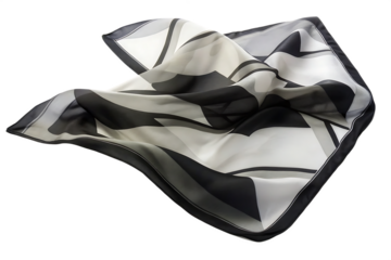    silk scarf flying in the wind waving black satin isolated on white background PNG ,ai generated