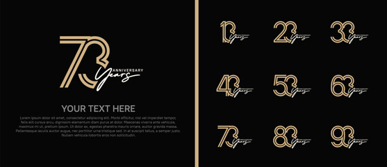 logo anniversary set. brown color with white handwriting on black background for special event
