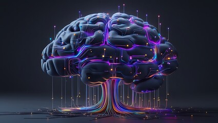 Abstract brain neural network artificial intelligence