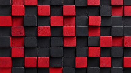 Red and black cubes in abstract geometric composition

