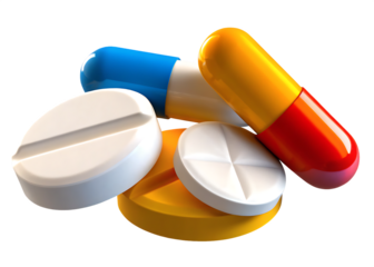  stack of multicolor pharmaceutical vitamin pills isolated on white background PNG ,ai generated