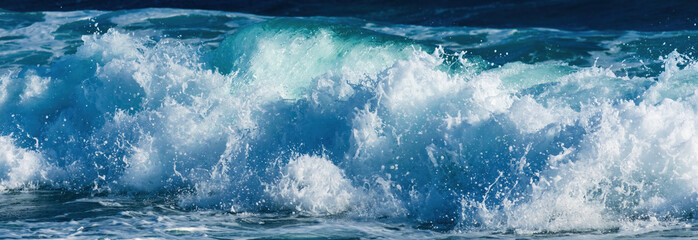 Amazing wave in windy day on mediterranean sea. Texture, abstract, nature, motion background
