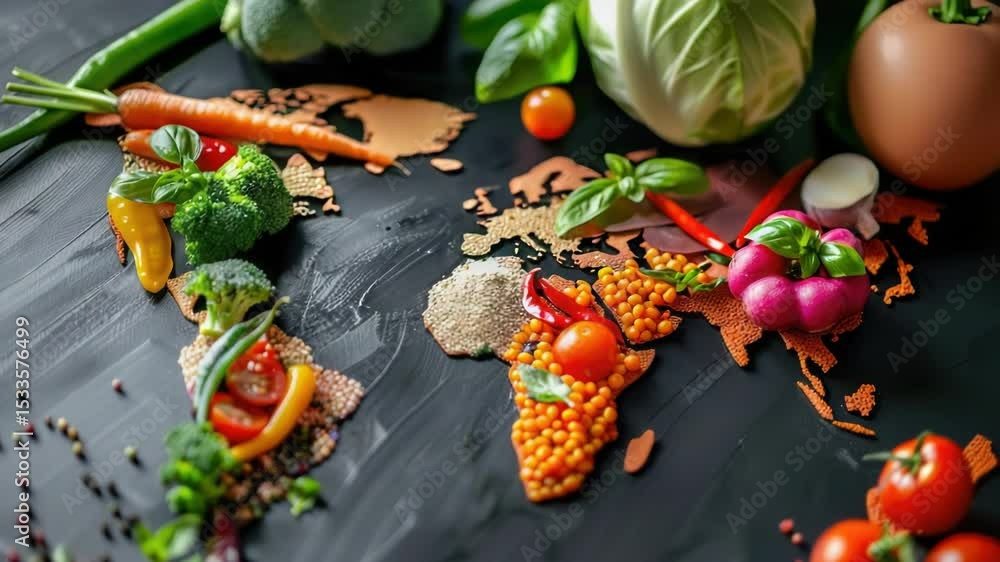Poster a colorful table topped with various vegetables