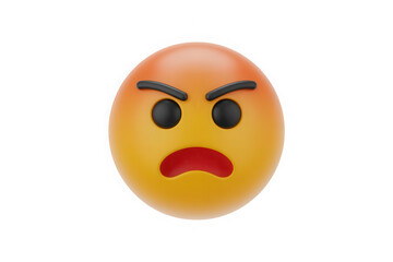 Fototapeta premium 3D Render of an Angry Emoticon with Frowning Face and Glowering Eyes