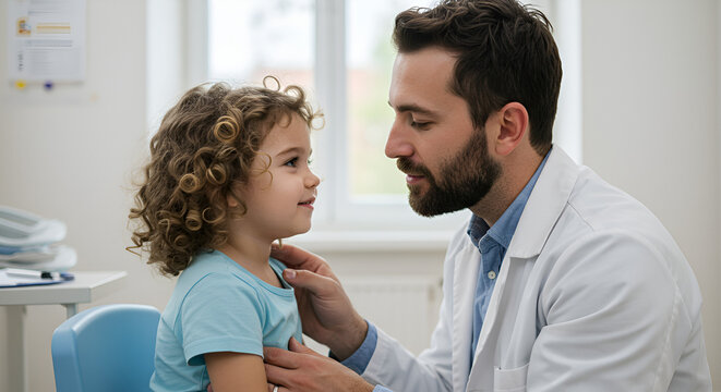 Doctor examining a child