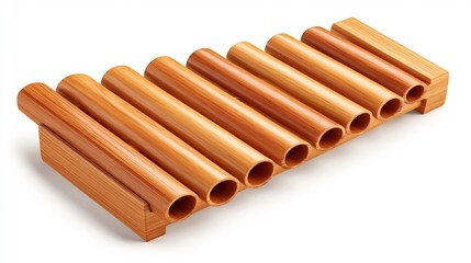 Wooden instrument with cylindrical tubes.