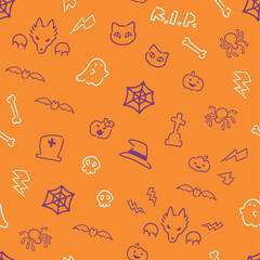 ハロウィンモチーフのパターン素材