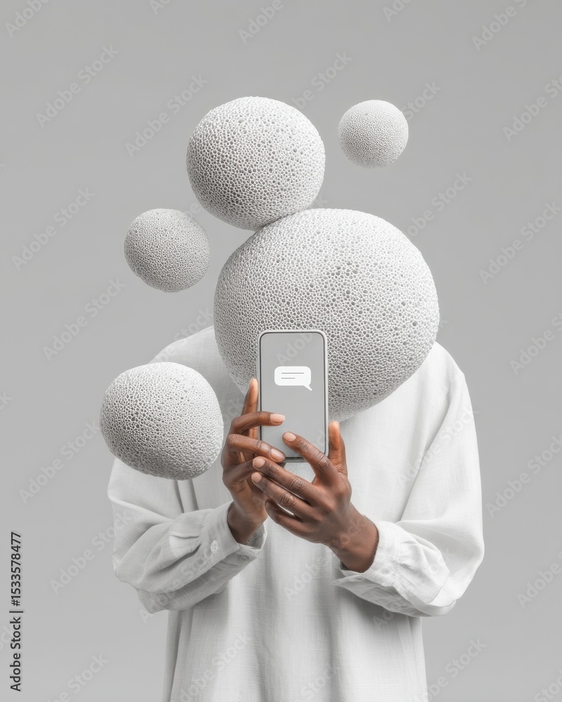Poster Modern Digital Notification Concept with Smartphone and Floating App Icons in Professional Tech Lifestyle Setting for Real-Time Alerts