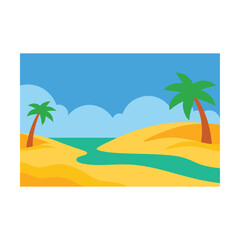 Obraz premium Tropical paradise beach with palm trees by the ocean