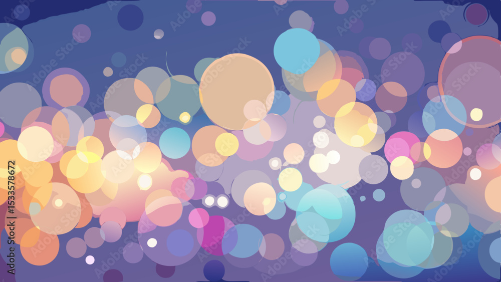 Poster abstract colorful bokeh effect with transparent overlapping circles on a light background