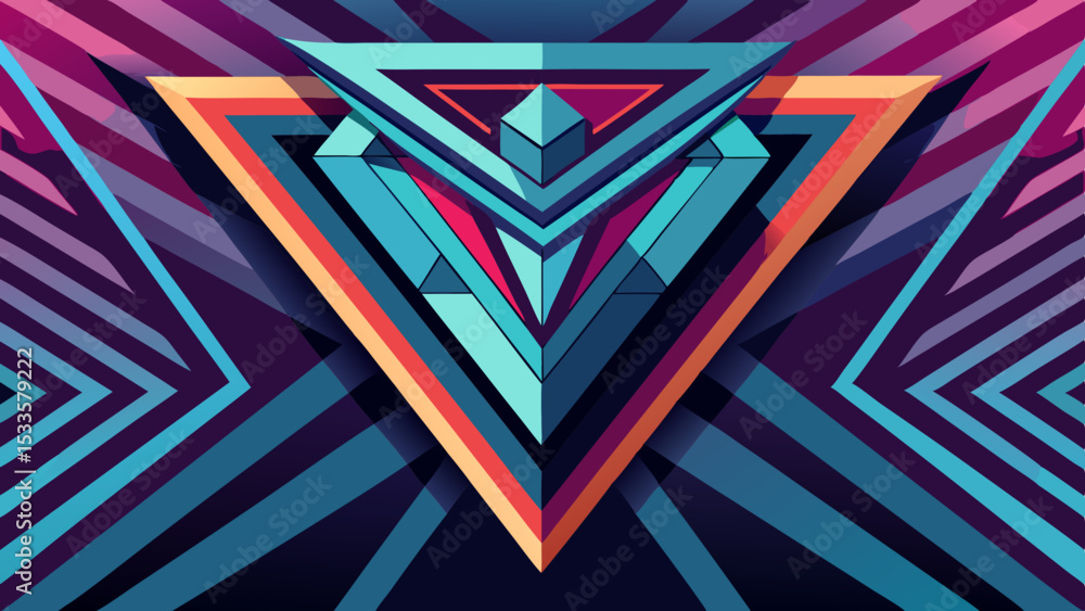 Poster abstract geometric shape with a gradient color palette ideal for modern graphic designs