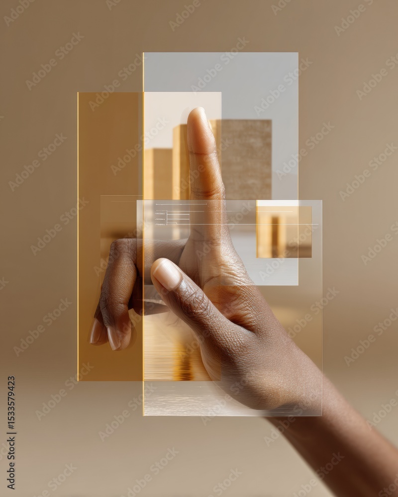 Poster Futuristic NLP Interface with Natural Language Finger Touch and Connected Text Processing Elements for Business Technology and Software Innovation