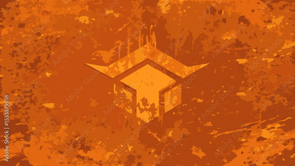 Aufkleber abstract orange textured design with geometric shape on a transparent background