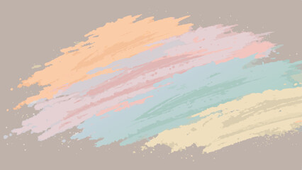 Abstract pastel brush strokes with texture in diverse colors on a neutral background