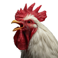 Proud Rooster Headshot Against White Background, Farm Fresh and Organic Symbol