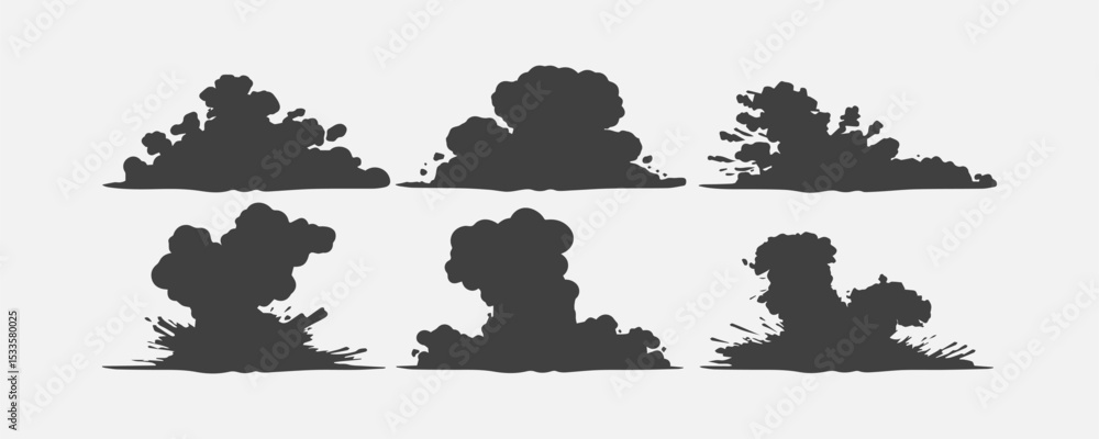Poster cloud silhouettes showcasing various shapes and forms, adding depth to designs
