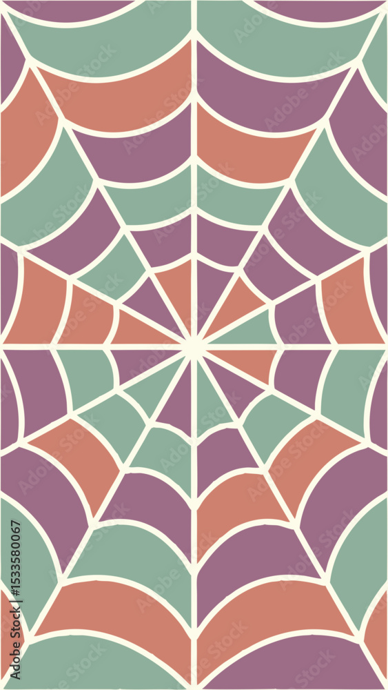 Poster abstract seamless pattern featuring colorful geometric spiderweb design