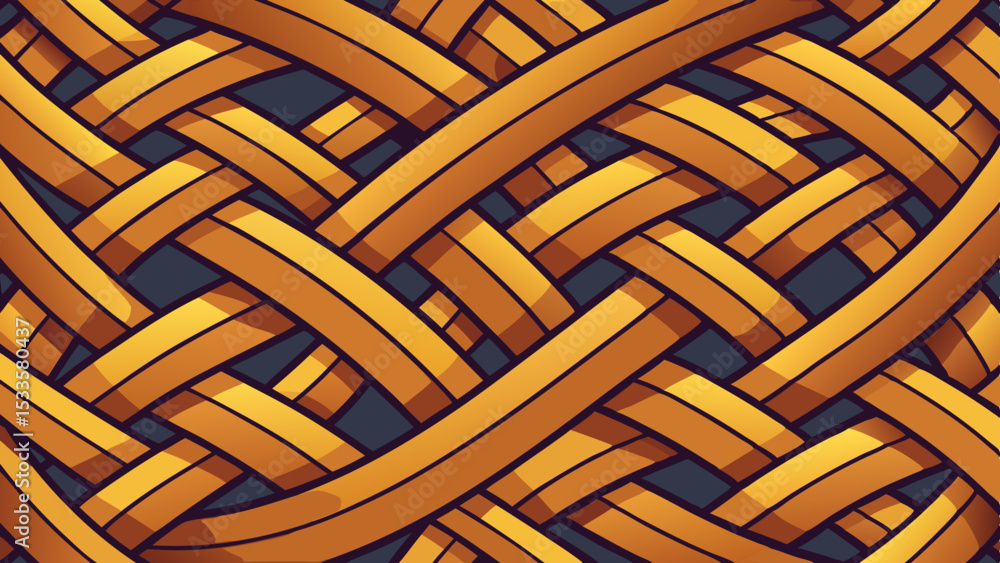 Poster abstract weave pattern of interlacing yellow and orange lines with transparency
