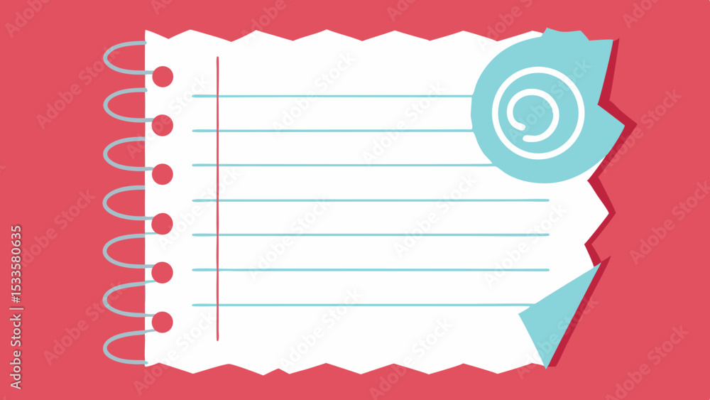 Poster artistic illustration of a transparent notepad on a red background for various designs