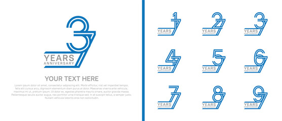 logo anniversary set. blue and grey color on white background for special event