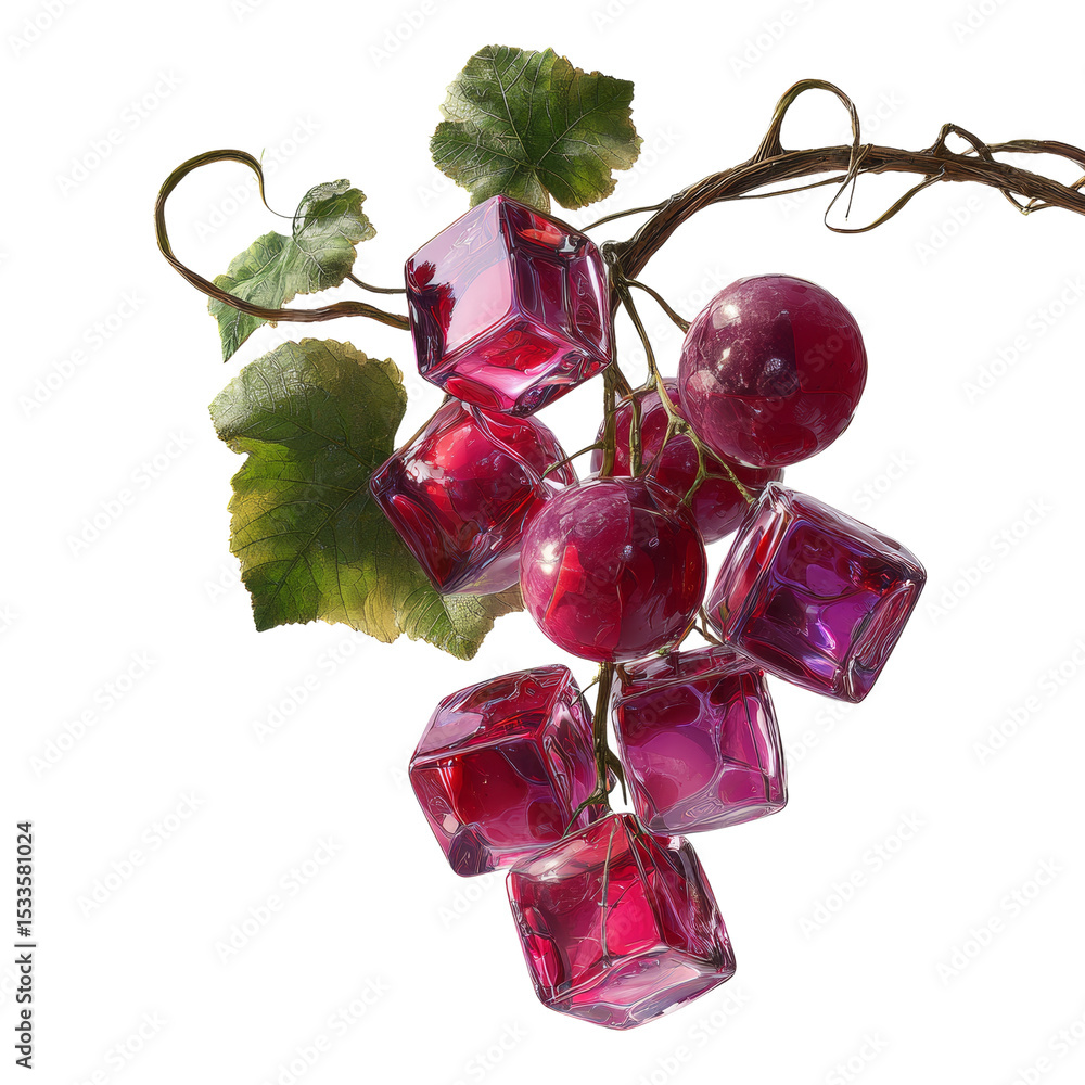 Aufkleber modern vineyard still life with ruby toned glass grape bunch composition