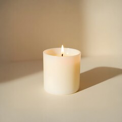 burning candle on a wooden table