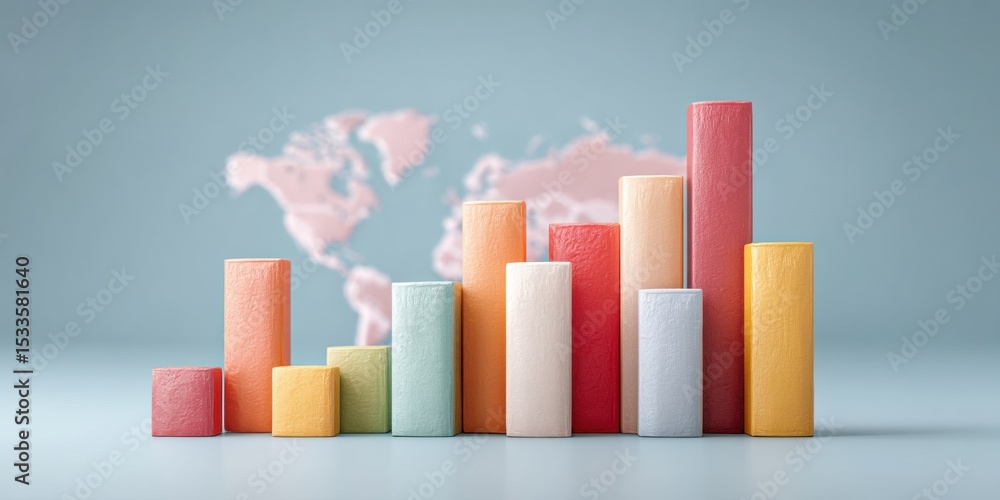 Poster Contemporary Export Tariff Bar Graph with Transparent World Map Overlay for Precise Global Trade Data Visualization in Corporate Market Analysis