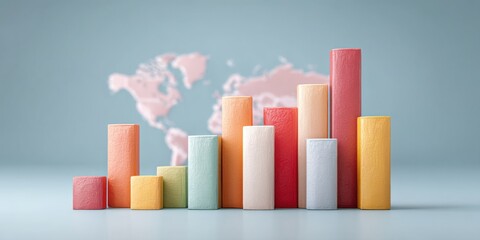 Contemporary Export Tariff Bar Graph with Transparent World Map Overlay for Precise Global Trade Data Visualization in Corporate Market Analysis
