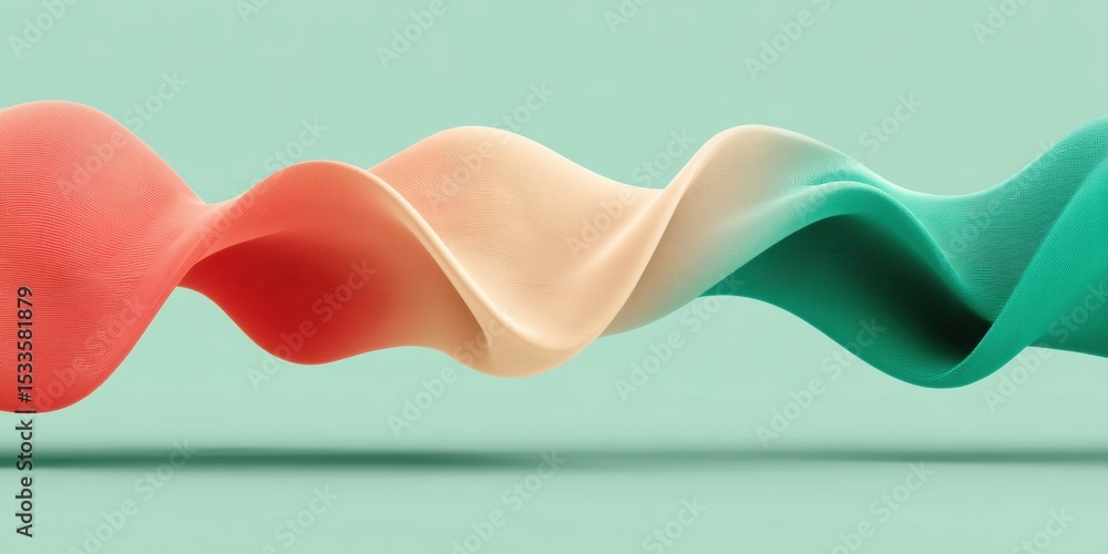 Aufkleber vibrant coral and sage sound waves abstract for empowered hearing health concept with clean minimal 