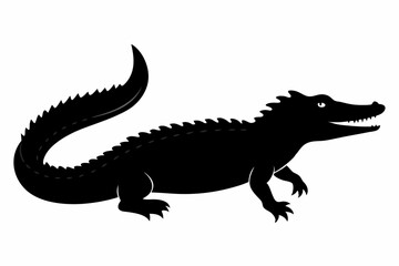 Obraz premium crocodile sihouette black vector