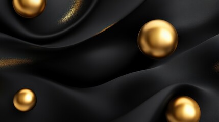 Black fabric with gold spheres