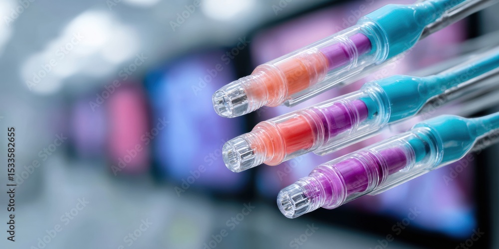 Aufkleber advanced colonoscopy endoscopy unit close-up with modern medical technology in healthcare workspace 