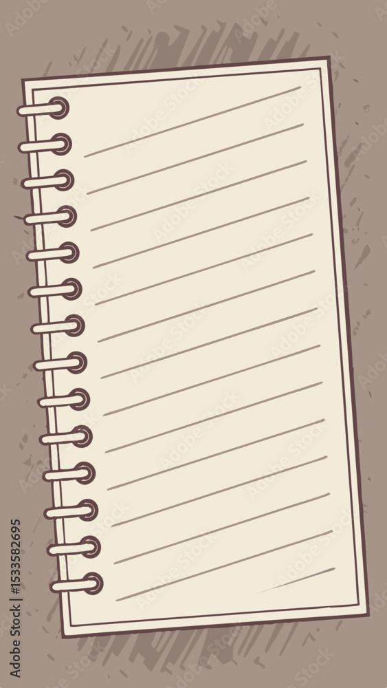 Poster illustrated spiral notebook with lined paper and transparency for diverse design applications