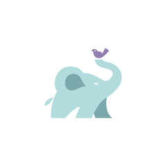 elephant logo illustration baby care, cute bird