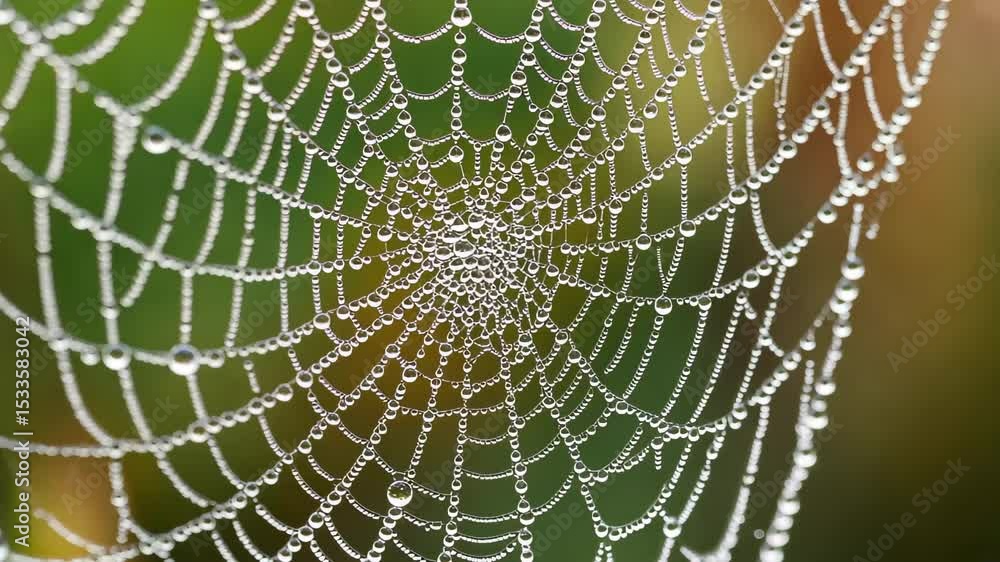 Poster raindrops adorning a delicate spider web in a natural setting at dawn, raindrops on the spider web c