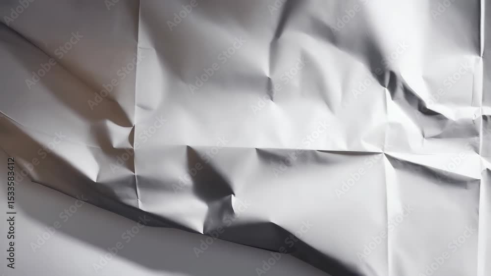 Poster subtle movement across a white crumpled paper surface with soft, directional lighting creates dynami