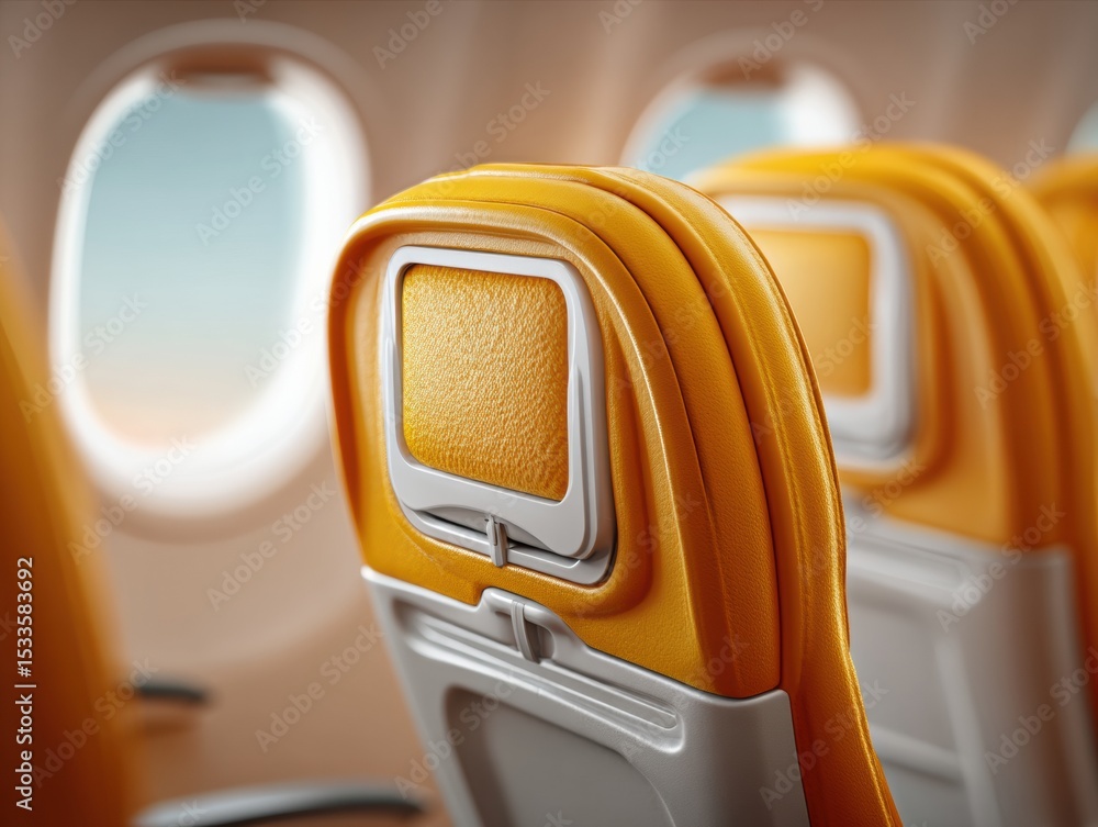 Poster Airline Seatback Entertainment Display Showing Flight Path Map with Route Trajectory in Modern Airplane Cabin Travel Tech and Passenger Experience