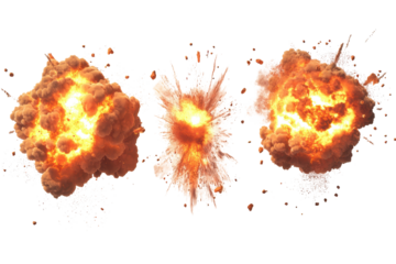 Immense explosion effects showcasing dynamic fireballs and debris in a realistic setting during daylight conditions