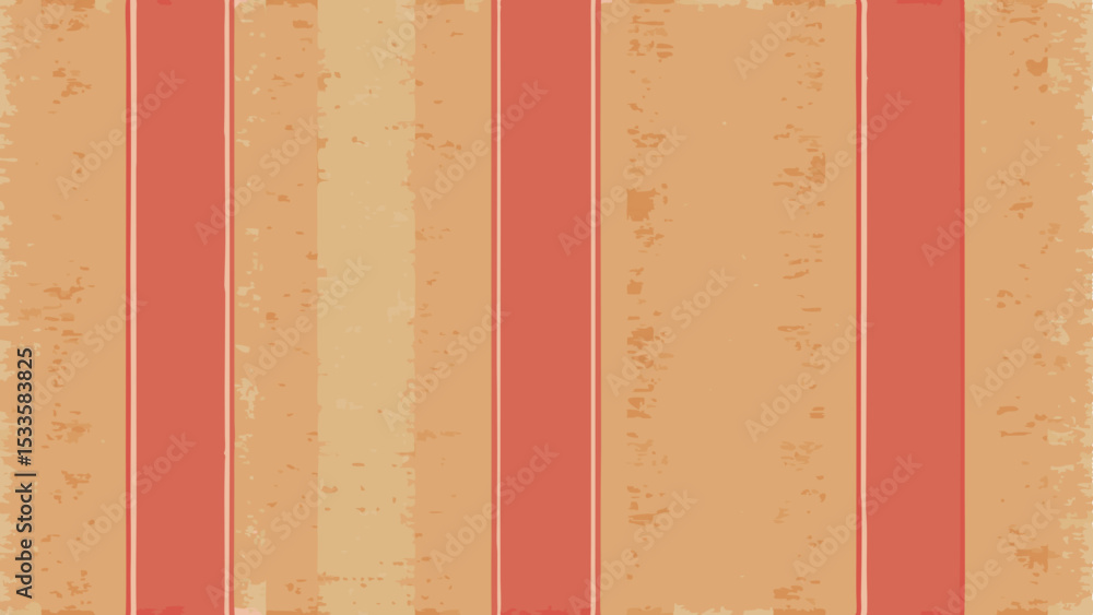 Poster textured vintage striped pattern with red and beige vertical lines for design projects