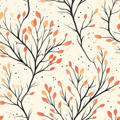 A seamless pattern with magical cedar branches, mesmerizing and vibrant. Art Deco meets modern luxury in this minimalist design, soft colors 