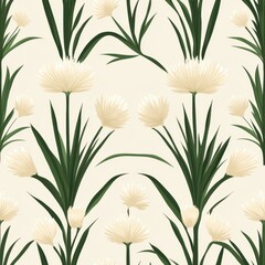 A seamless pattern with magical chives, mesmerizing and vibrant. Art Deco meets modern luxury in this minimalist design, soft colors