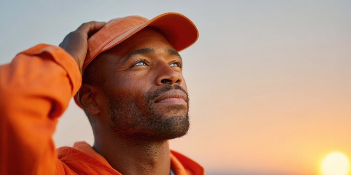 Warm Golden Hour Portrait of Young Male Technician Installing Solar Inverter System on Brick Wall with Professional Clean Energy Focus